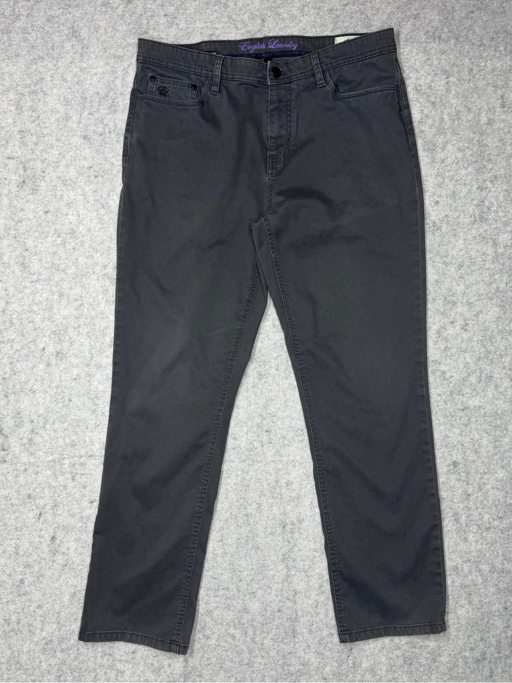 English Laundry Men's Size 34x30 Straight Fit Comfort Chino Pants Dark Gray